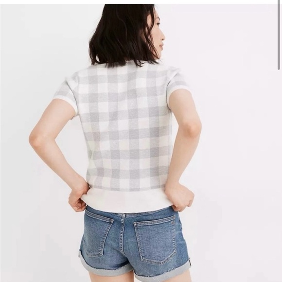 Madewell Square-Neck Sweater Tee in Gingham - Picture 2 of 6